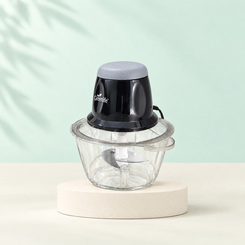 Greenlife electric food chopper with glass bowl