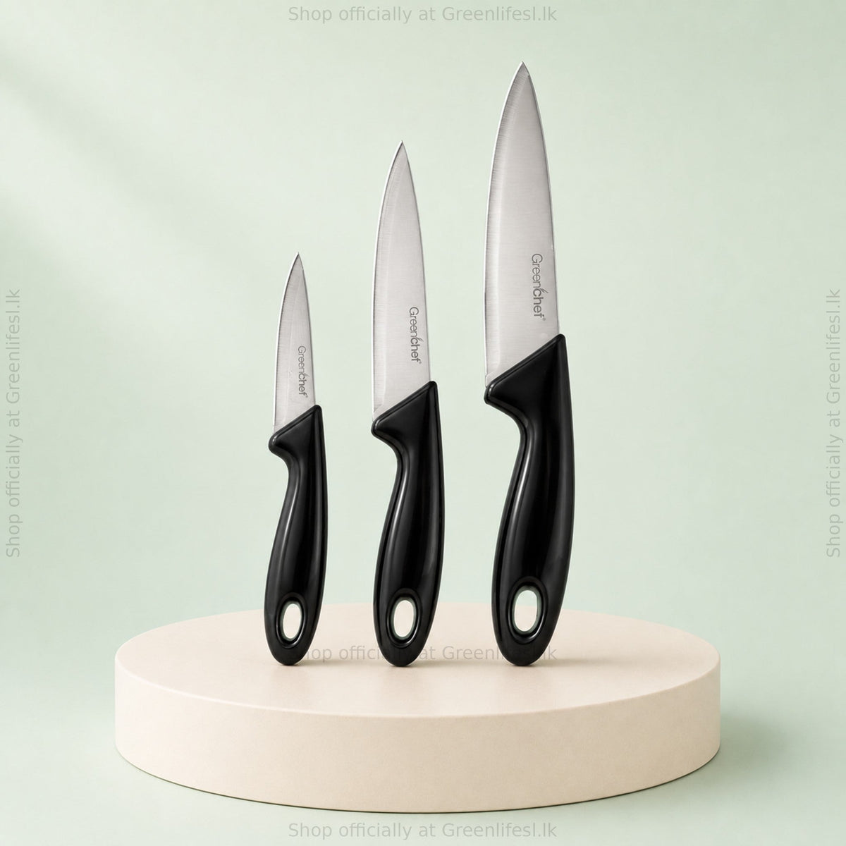 GreenChef 3-piece kitchen knife set, black