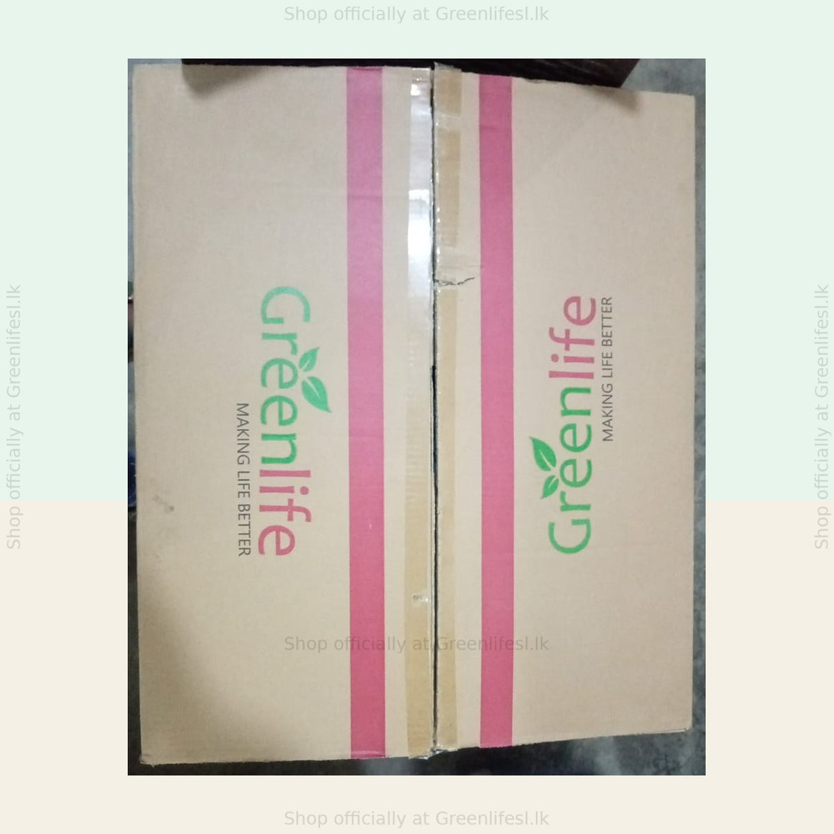Green Life 4-burner tempered glass gas hob shipping carton with Greenlife logos