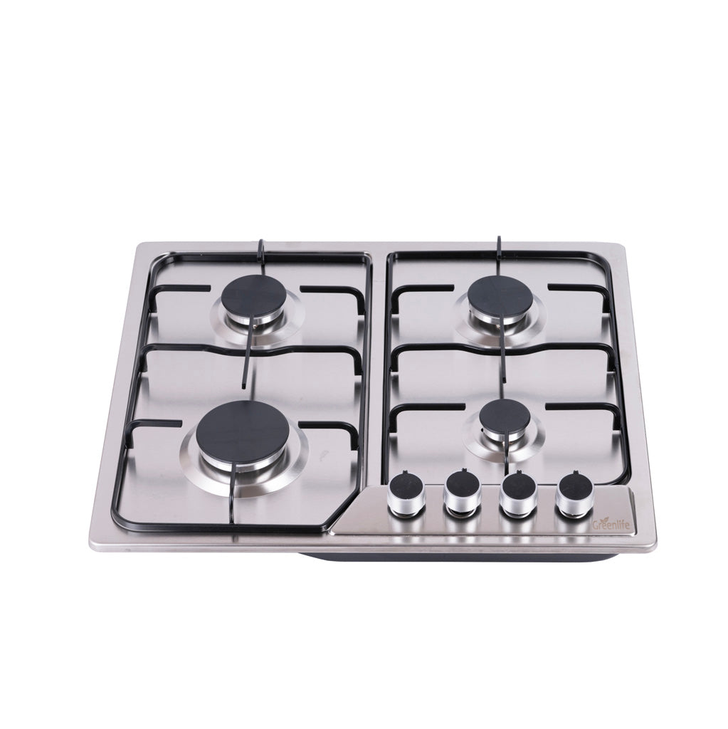 Green Life 4-burner stainless steel built-in gas hob front view - durable cooker for Sri Lankan kitchens