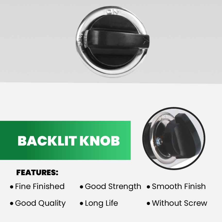 back light knob feature on GreenChef Chandini 2 burner - safe cooking technology for Sri Lankan homes