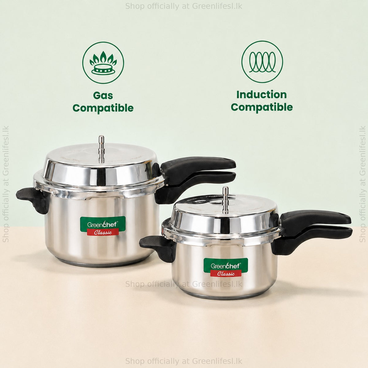 GreenChef Classic stainless steel pressure cooker, gas compatible and induction compatible