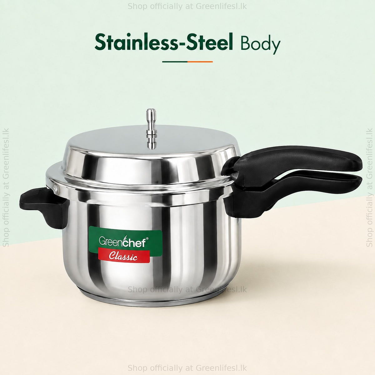 GreenChef Classic stainless steel pressure cooker, polished stainless steel body