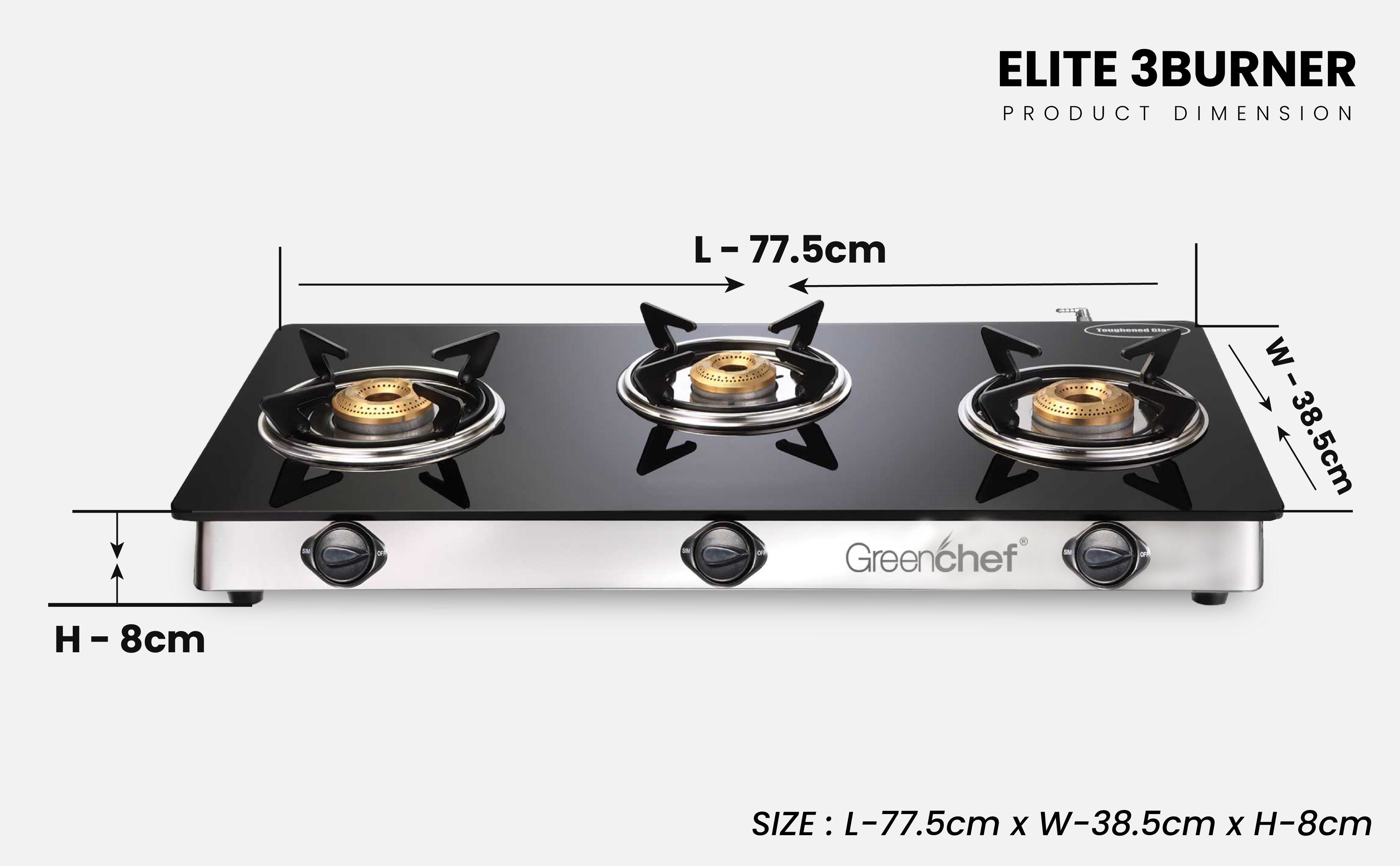 GreenChef Elite auto ignition 3 burner gas stove Sri Lanka - best gas cooker by authorized importer Greenlifesl.lk