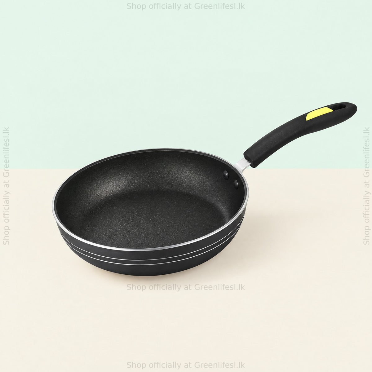 GreenChef Evok 280mm non-stick fry pan with speckled non-stick interior and yellow-tipped handle