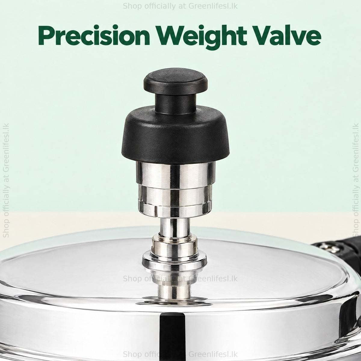 GreenChef Namo 5L pressure cooker precision weight valve close-up