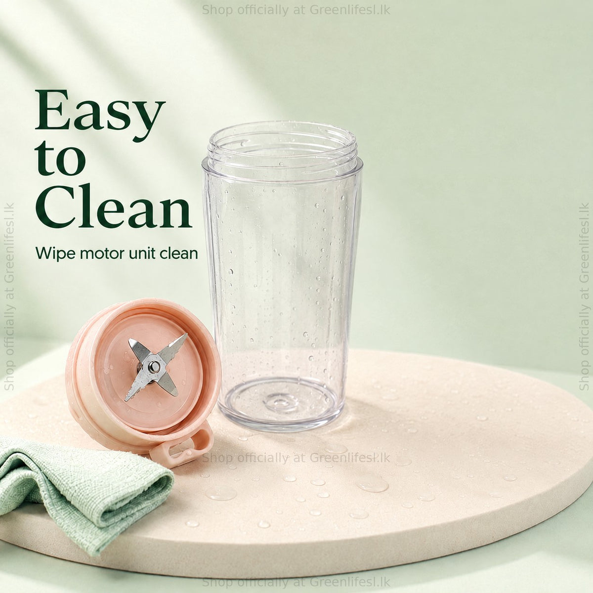 GreenChef Pulse wireless portable blender easy to clean: wipe the motor unit clean