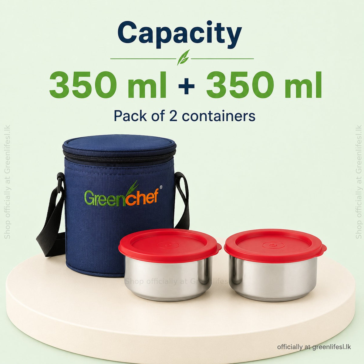 GreenChef Sizzle insulated lunch box capacity: 350 ml + 350 ml, pack of 2 containers