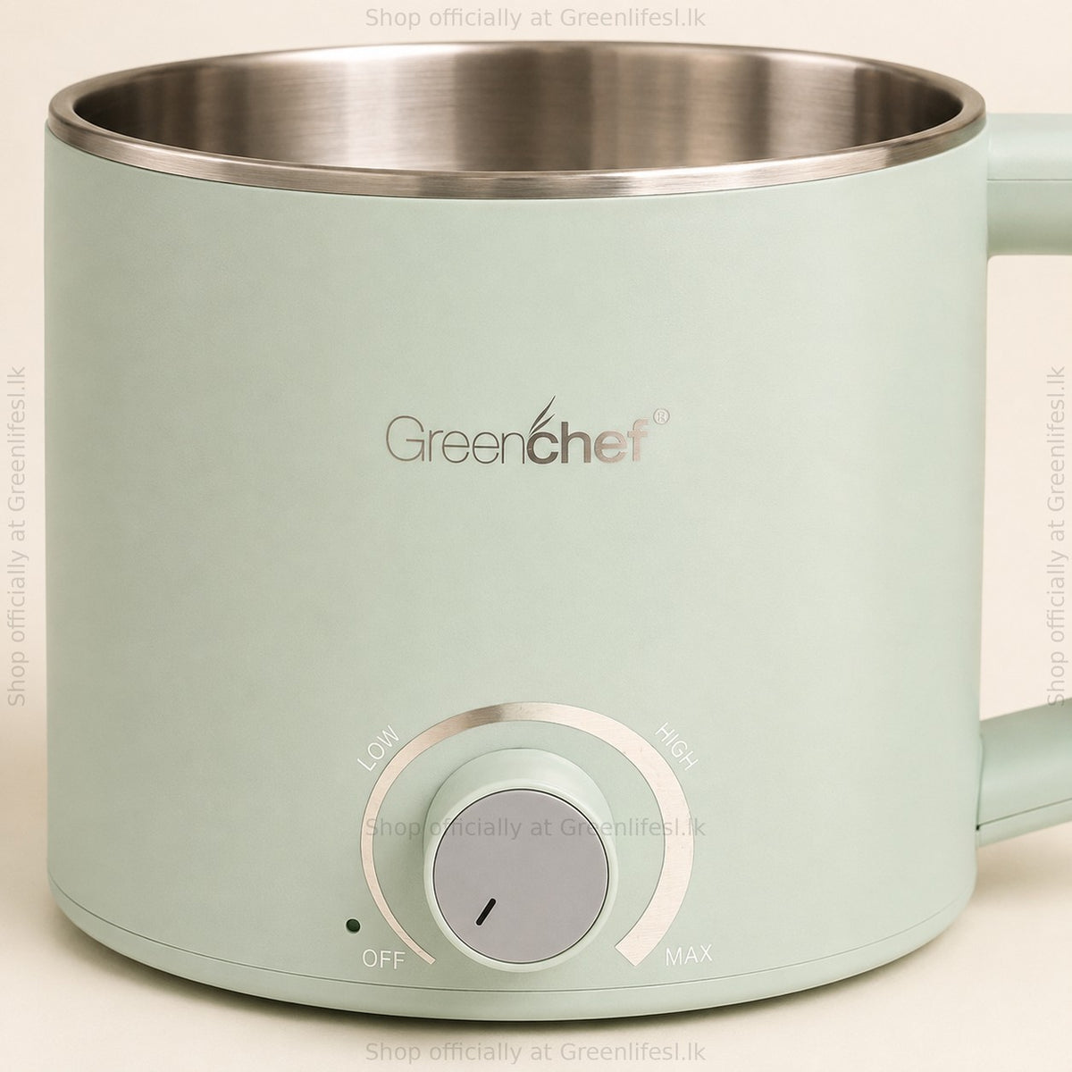 GreenChef Zylo Pro 1.5L multi kettle control dial close-up with Off, Low, High and Max