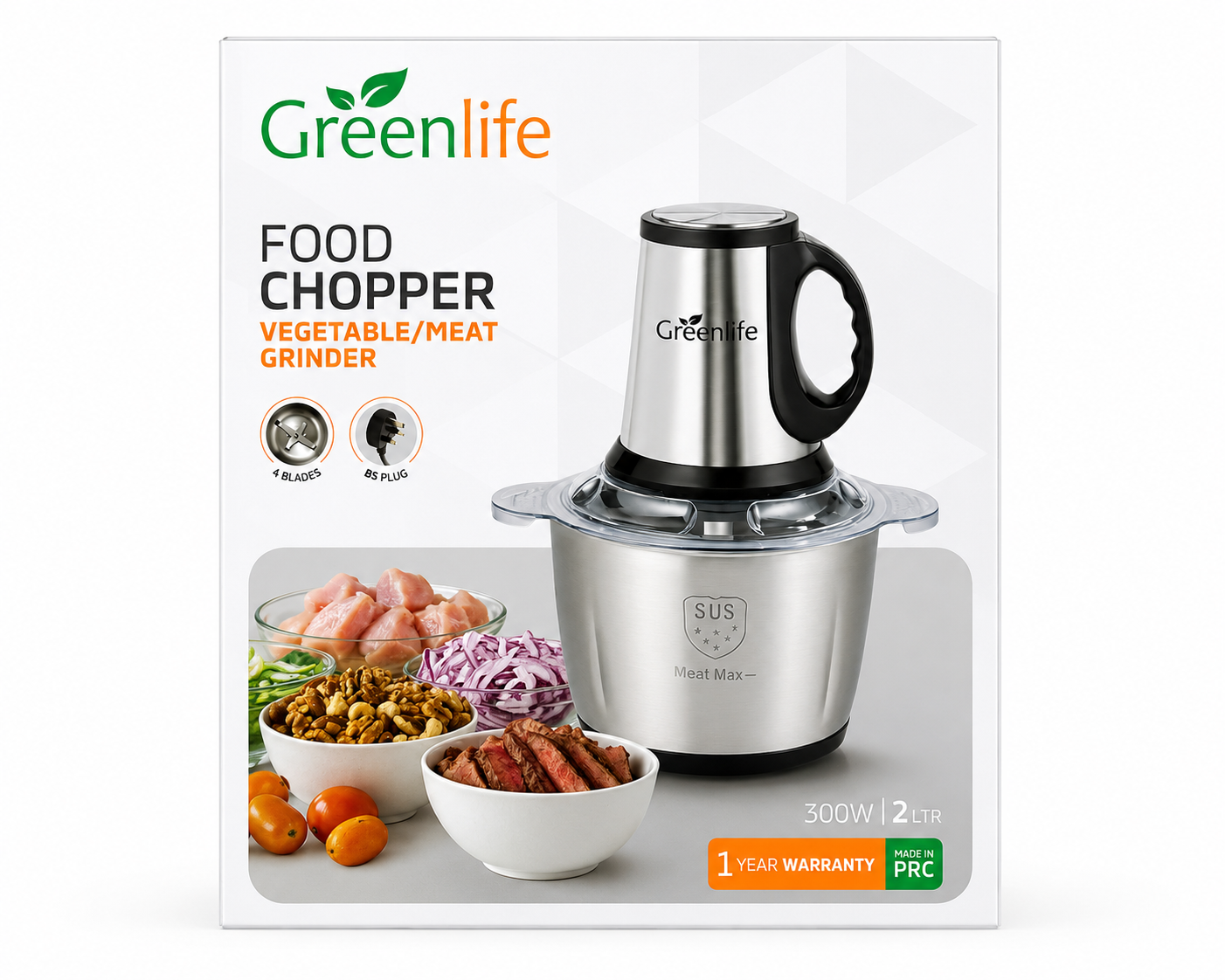 Greenlife 300W 2L Electric Food Chopper Meat Grinder Stainless Steel Bowl Sri Lanka
