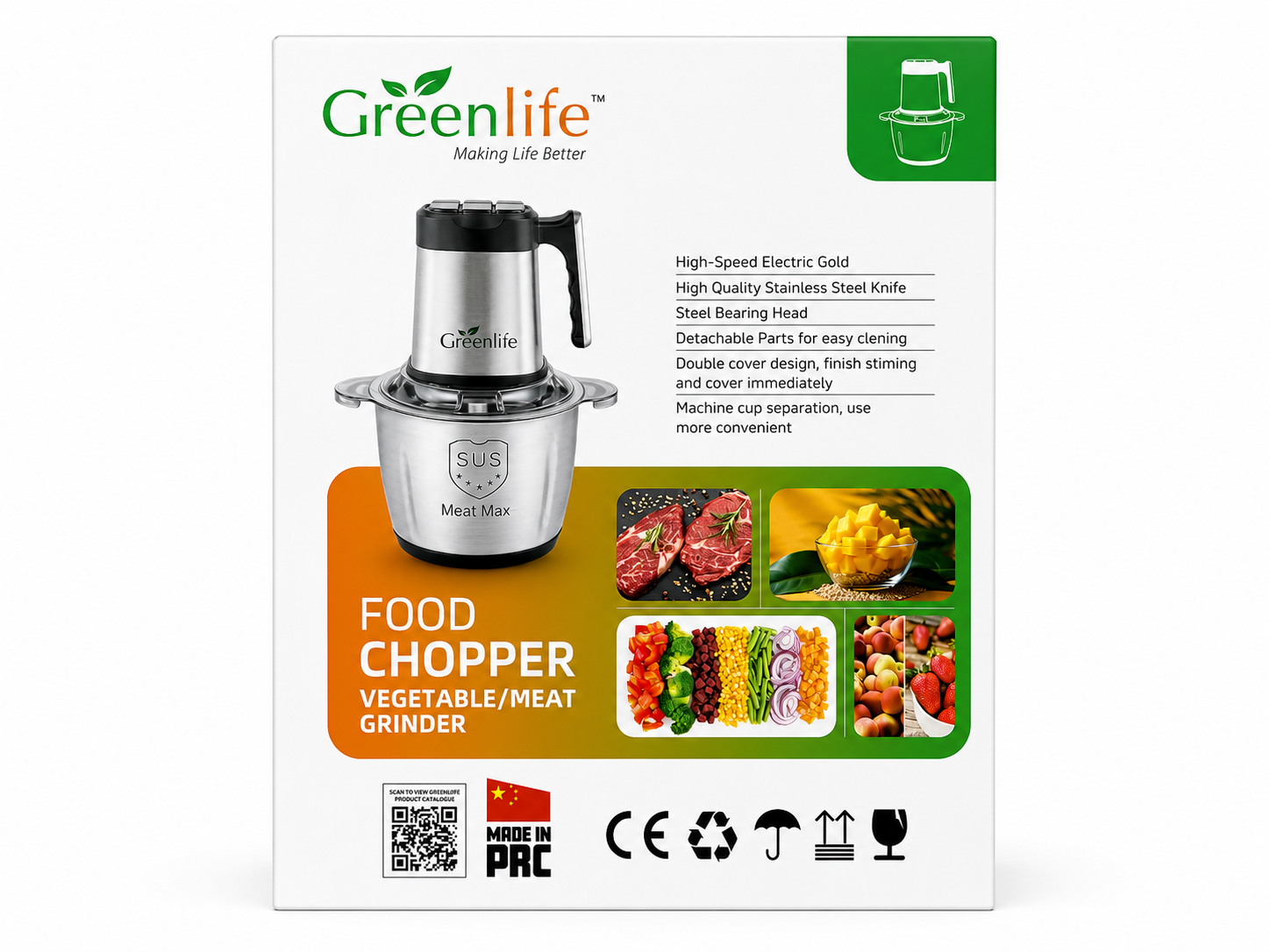 Greenlife 300W 2L Electric Food Chopper Meat Grinder Stainless Steel Bowl Sri Lanka