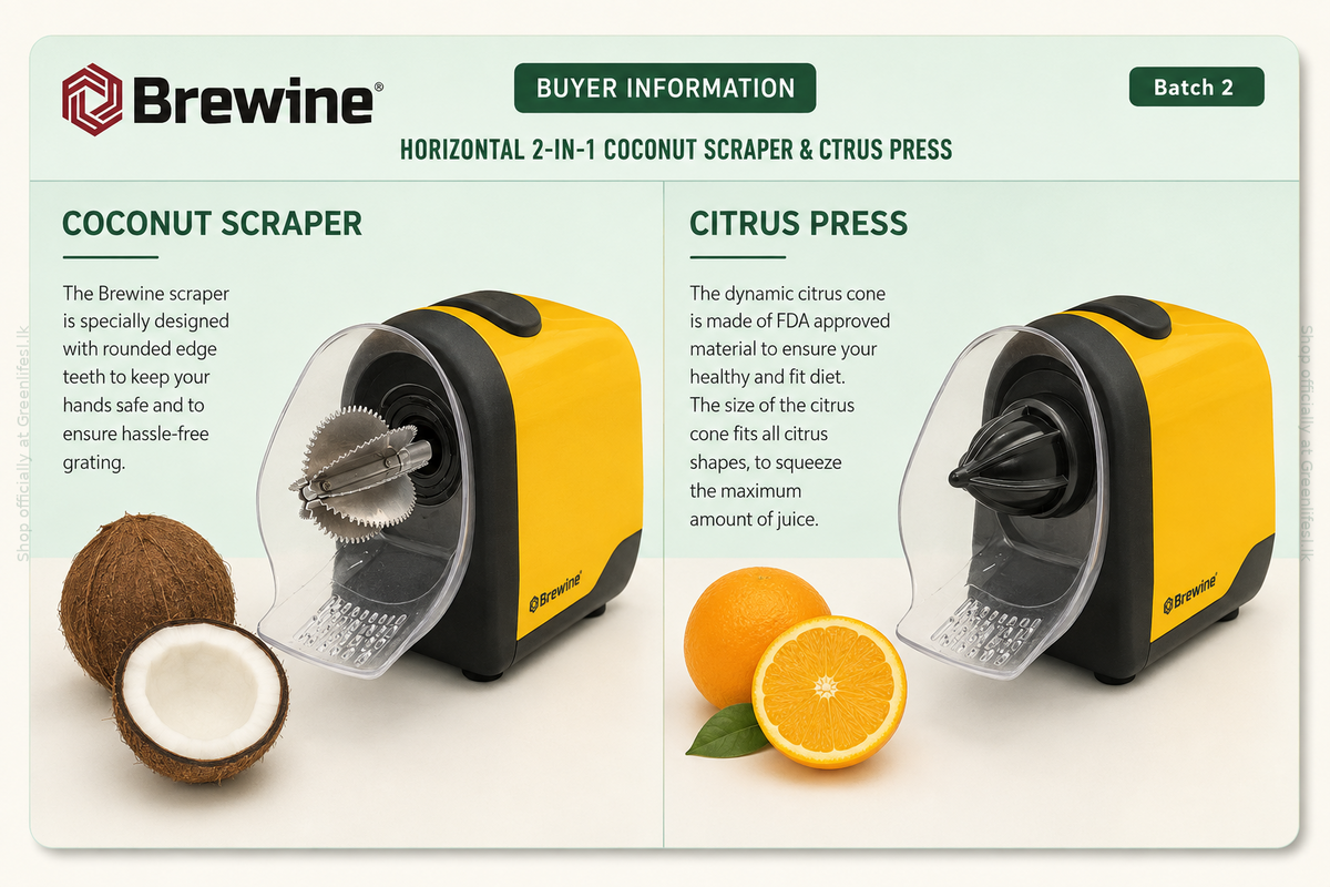 Brewine 2-in-1 Coconut Scraper & Citrus Press
