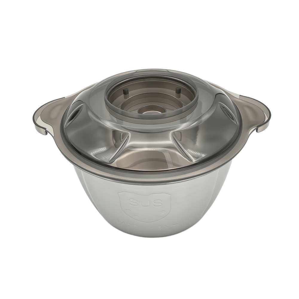 Durable stainless steel 2L bowl with transparent splash-proof lid for Greenlife chopper.