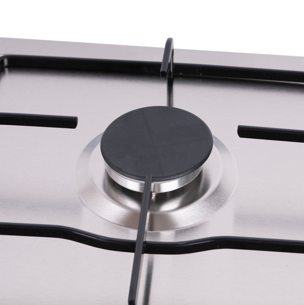 Green Life gas hob features highlighting stainless steel surface and easy-clean design