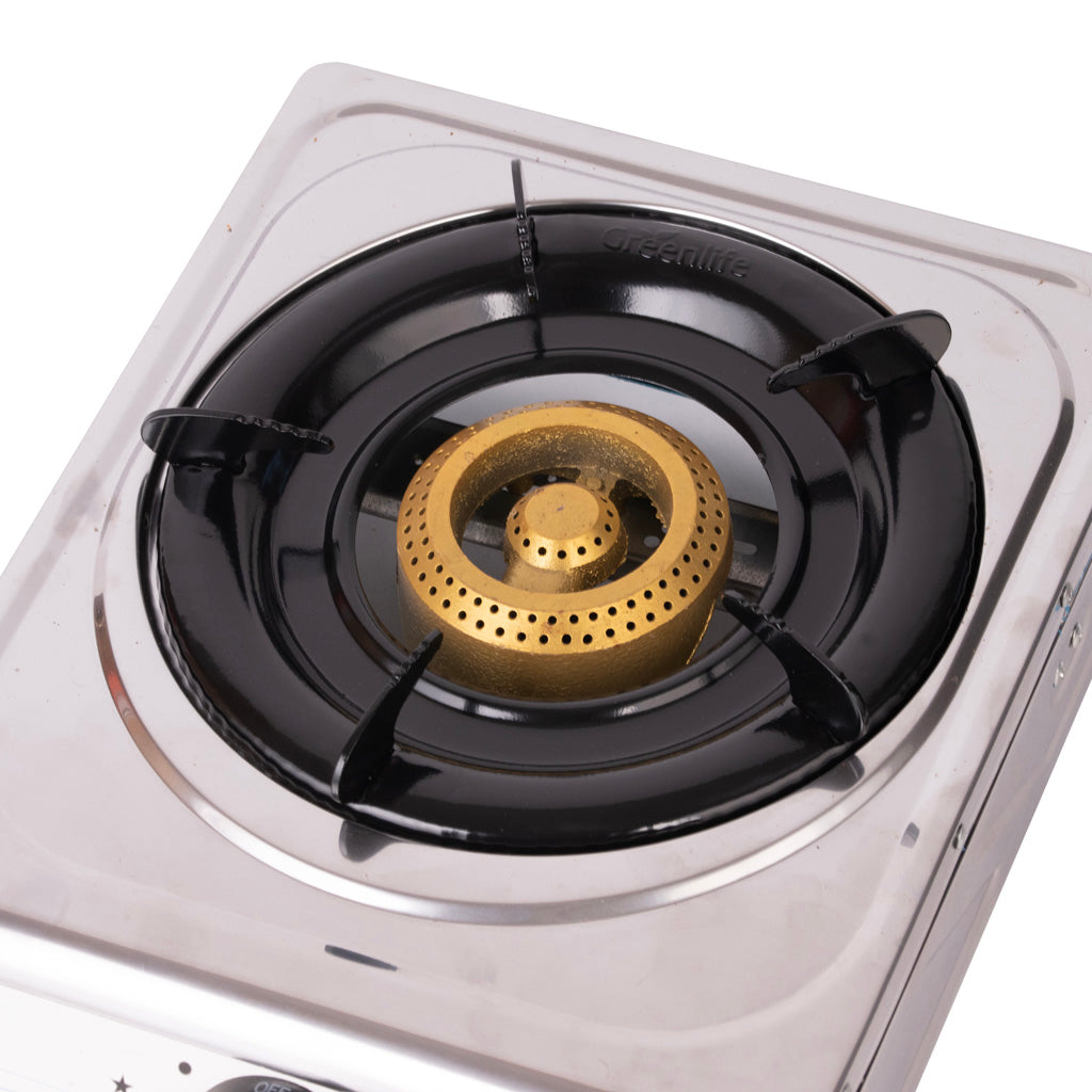  Green Life Portable Single Burner Gas Stove - High Efficiency Brass Burner - Manual Ignition

