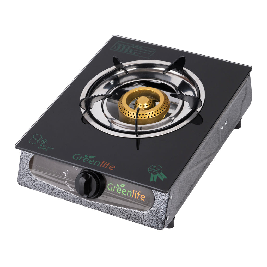 Green Life Gas Stove Brass Burner Detail - High Efficiency with Auto Ignition System