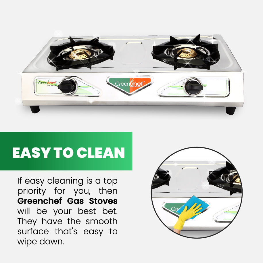easy clean feature on GreenChef Chandini 2 burner - safe cooking technology for Sri Lankan homes