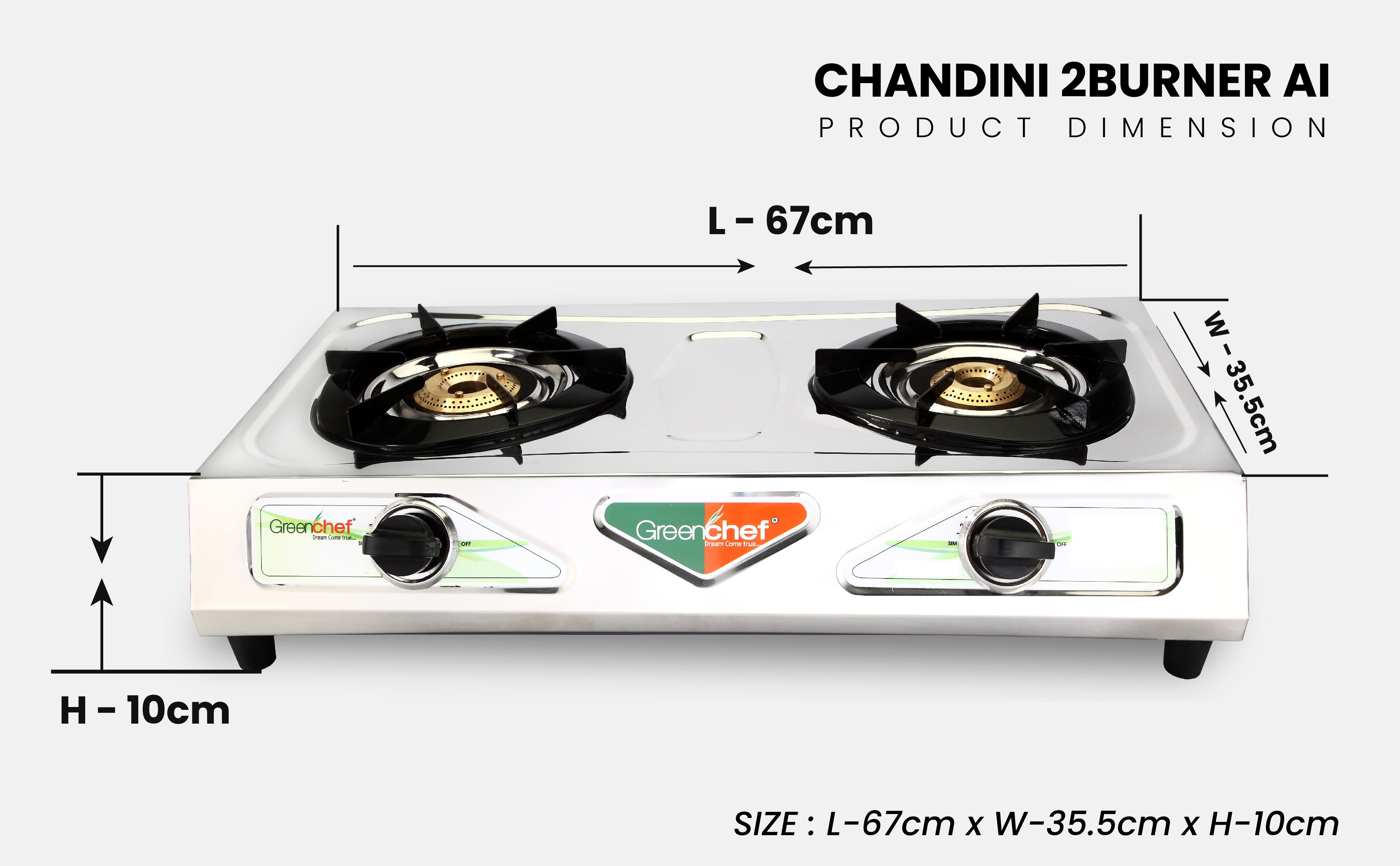 Premium design of GreenChef Chandini 2 burner auto ignition LPG stove - elegant gas cooker for modern kitchens