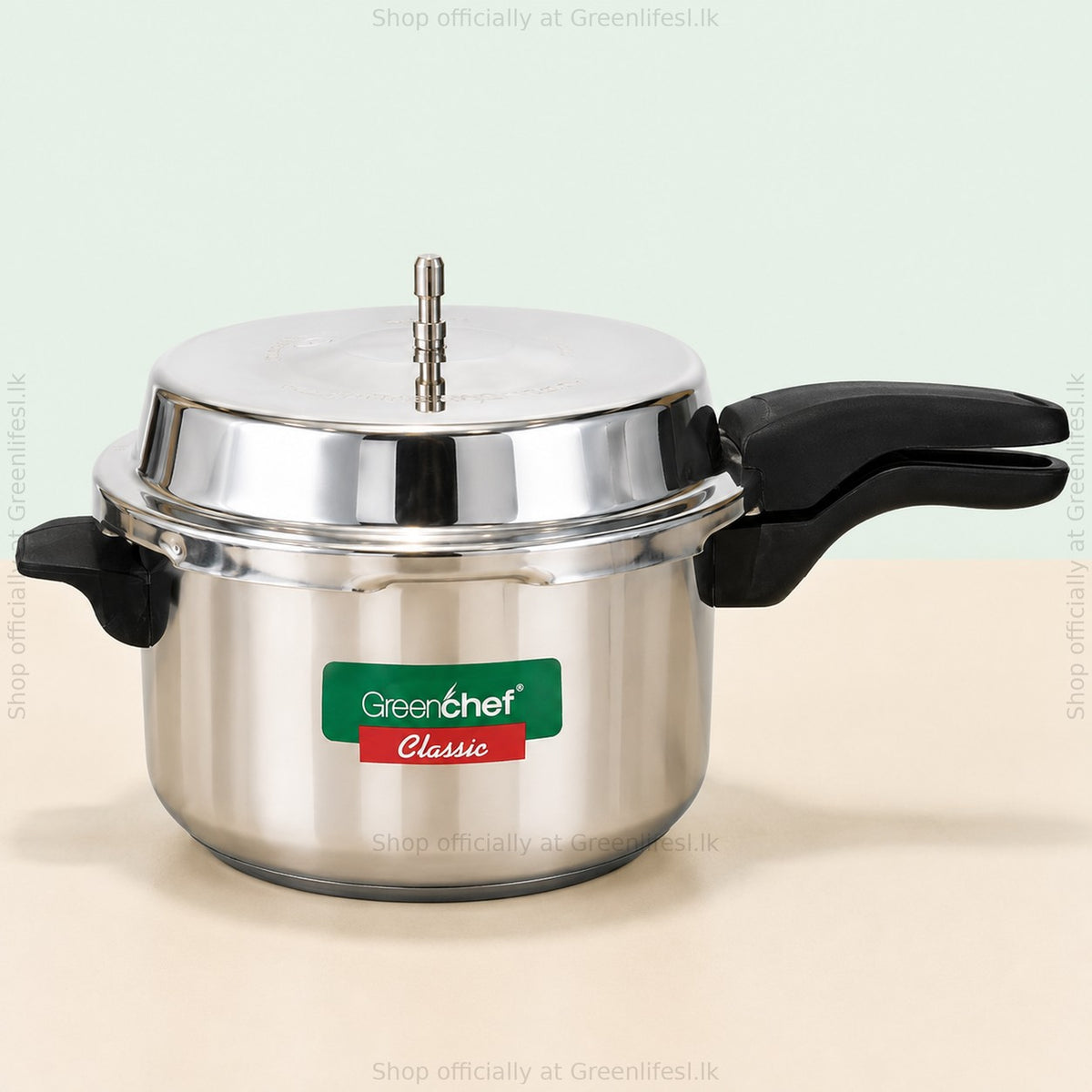 GreenChef Classic stainless steel pressure cooker with outer lid, long handle and support handle