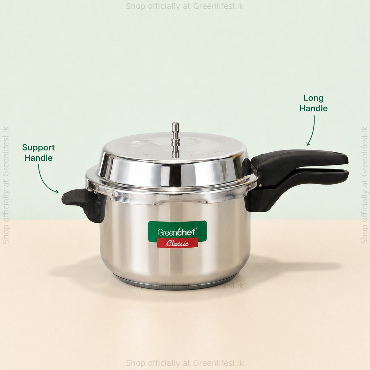 GreenChef Classic stainless steel pressure cooker handles: long handle and support handle