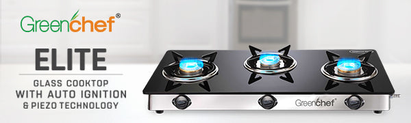 GreenChef Elite 3 burner gas stove in modern Sri Lankan kitchen - auto ignition technology for family meals