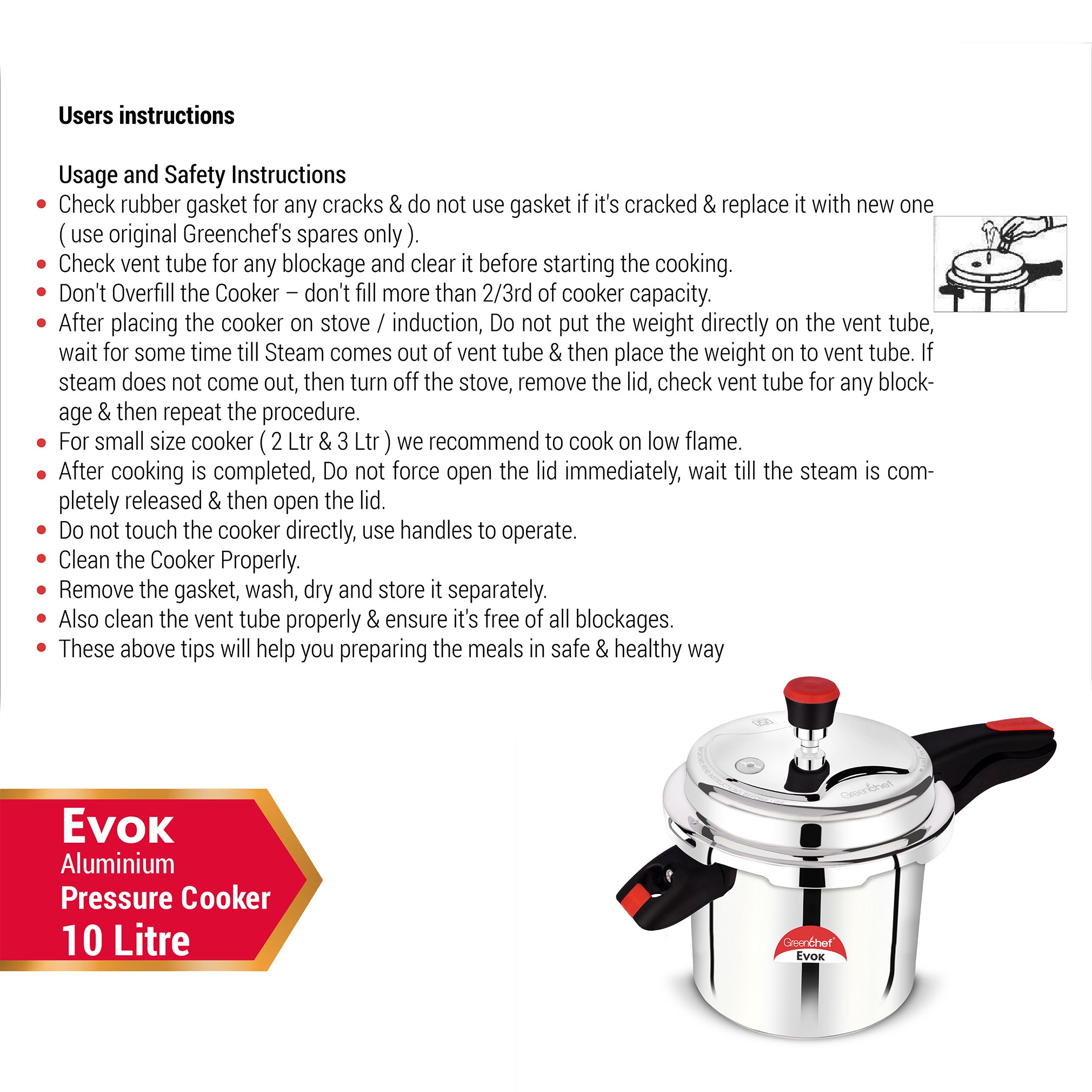 Advanced safety valve system on GreenChef Evok 10L pressure cooker - secure bulk cooking for Sri Lankan commercial establishments