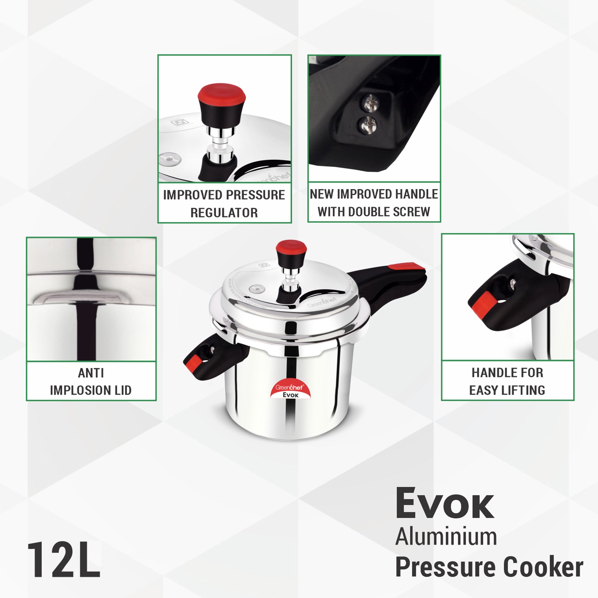 Premium heavy-gauge aluminium construction of GreenChef Evok 12L cooker - ultimate durability for Sri Lankan restaurants