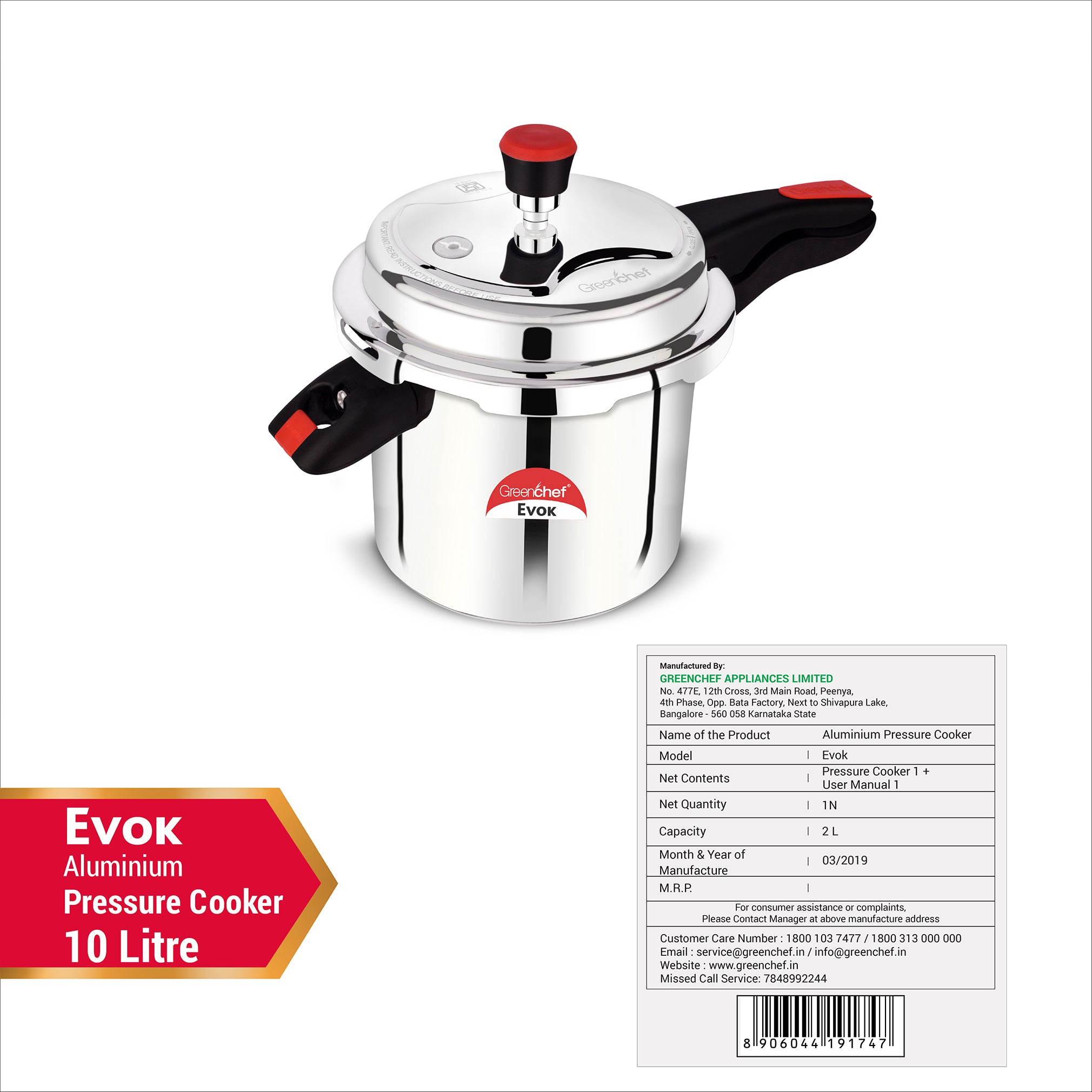 Heavy-gauge aluminium construction of GreenChef Evok 10L pressure cooker - commercial-grade durability for Sri Lankan restaurants