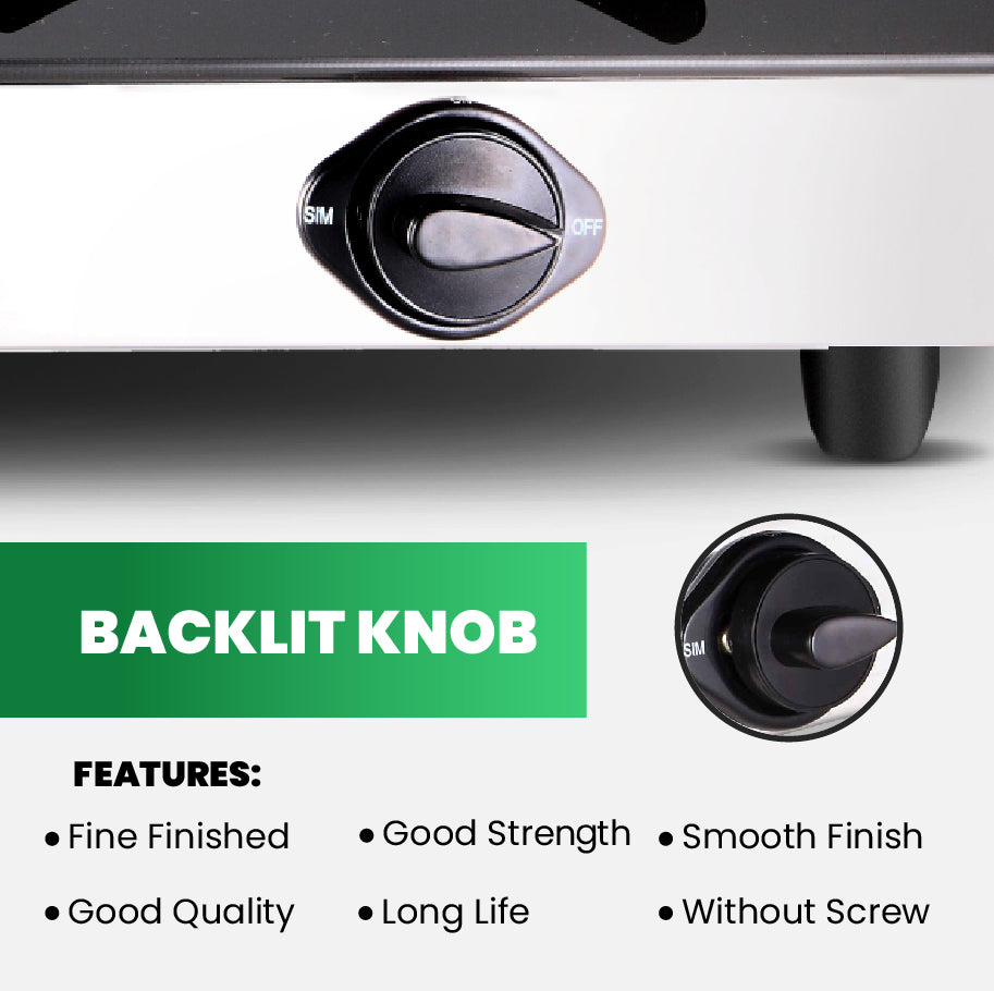 Backlit knob control panel on GreenChef Elite - best gas stove Colombo kitchens trust