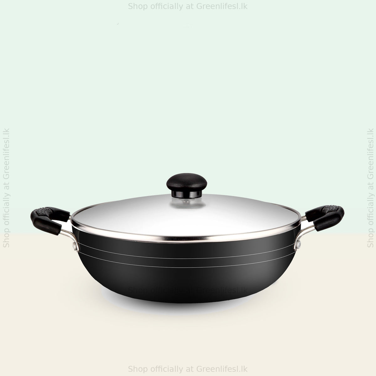 GreenChef Namo kadai 230mm with stainless steel lid, black body and two side handles