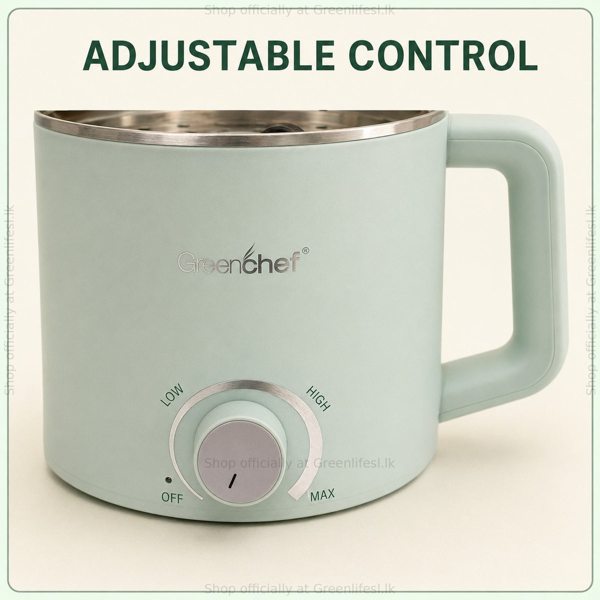 GreenChef Zylo Pro 1.5L multi kettle adjustable control dial: Off, Low, High and Max