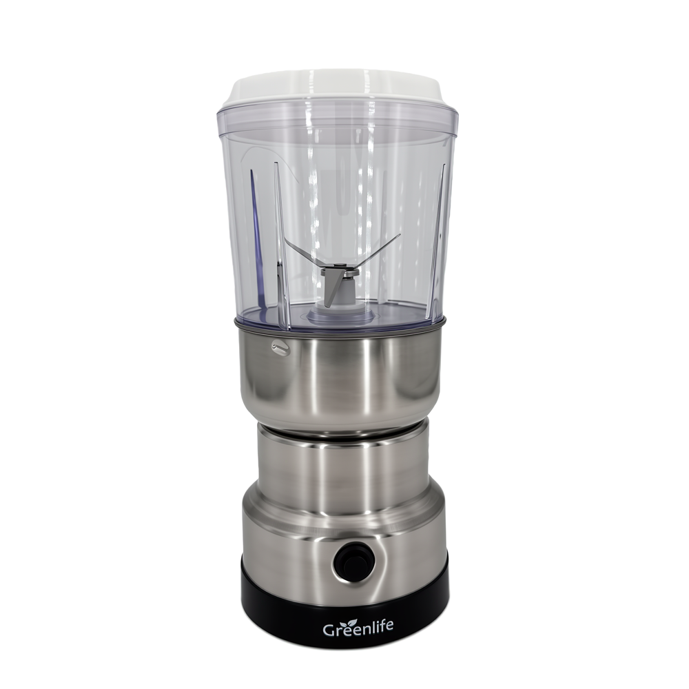 Electric spice and coffee bean grinder Sri Lanka showing grinding jar with cinnamon and star anise.