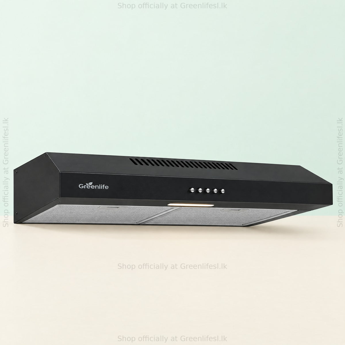 Greenlife 60cm cooker hood in black with push-button controls, light and mesh filter