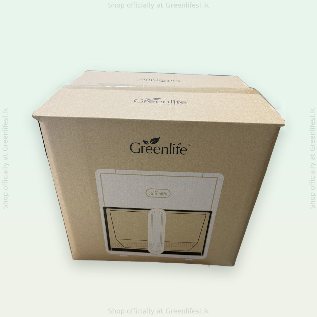 Greenlife 4.5L glass air fryer shipping carton with Greenlife logo