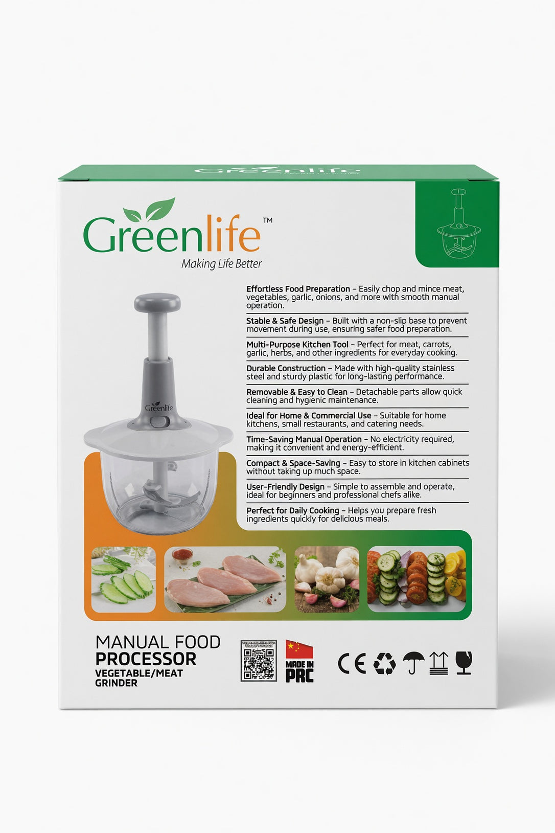 Greenlife 1.5L Manual Food Processor Vegetable Meat Grinder Pull Chopper Sri Lanka