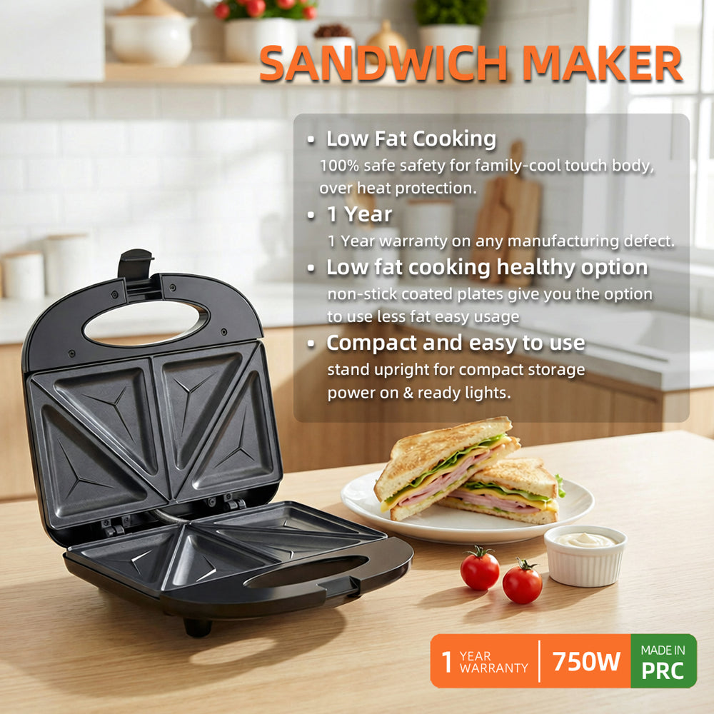 Greenlife sandwich maker with interchangeable plates and healthy grilled sandwiches on the table.