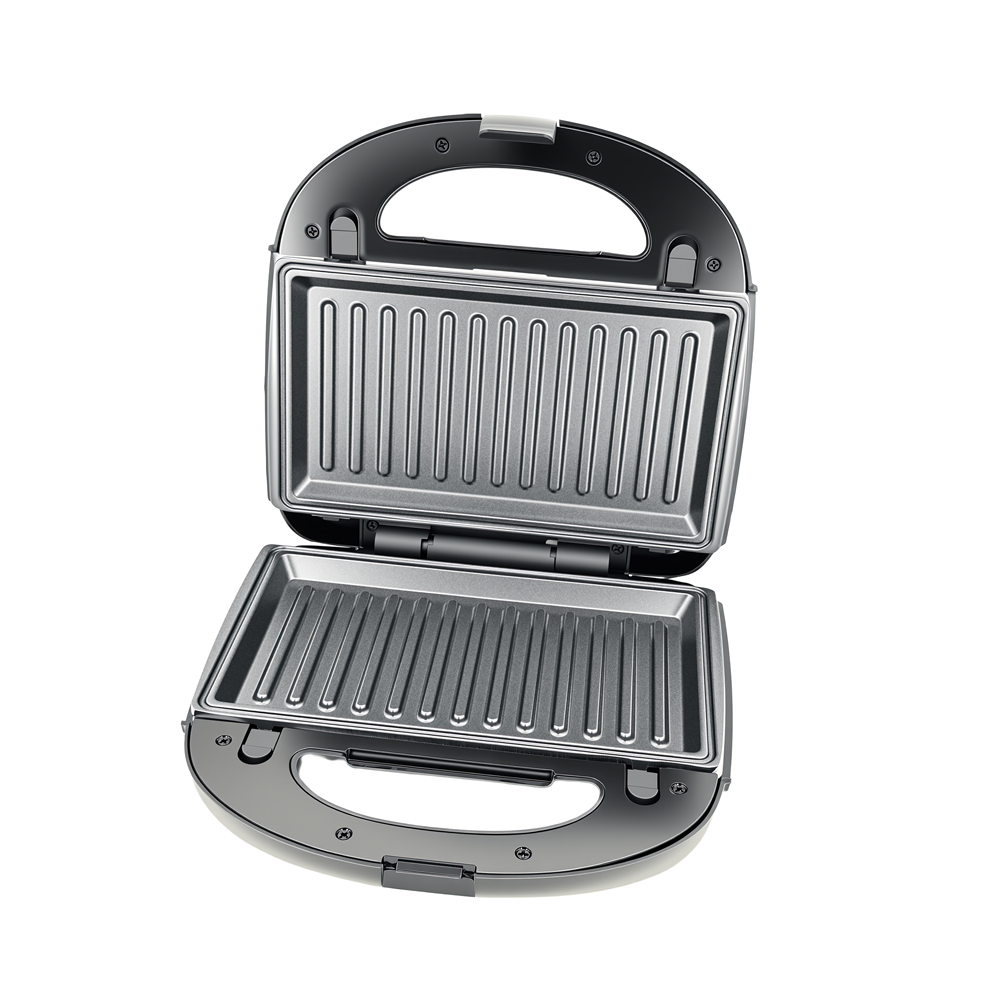 Interior view of the Greenlife sandwich maker with non-stick grill plate attachments.
