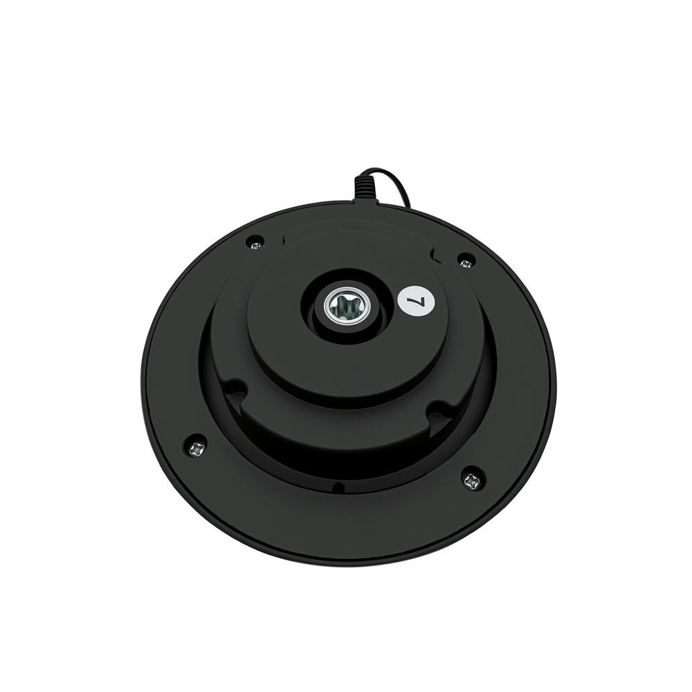 Bottom view of the motor unit showing the durable steel bearing drive connection.